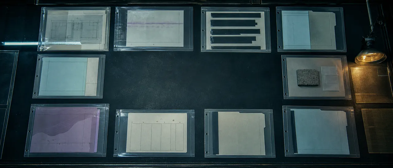 Controlled evidence sleeves surround an intentionally empty registration area on the Room Zero case desk.